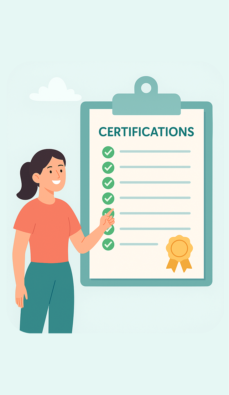 A checklist showing certified legal documents meeting official requirements