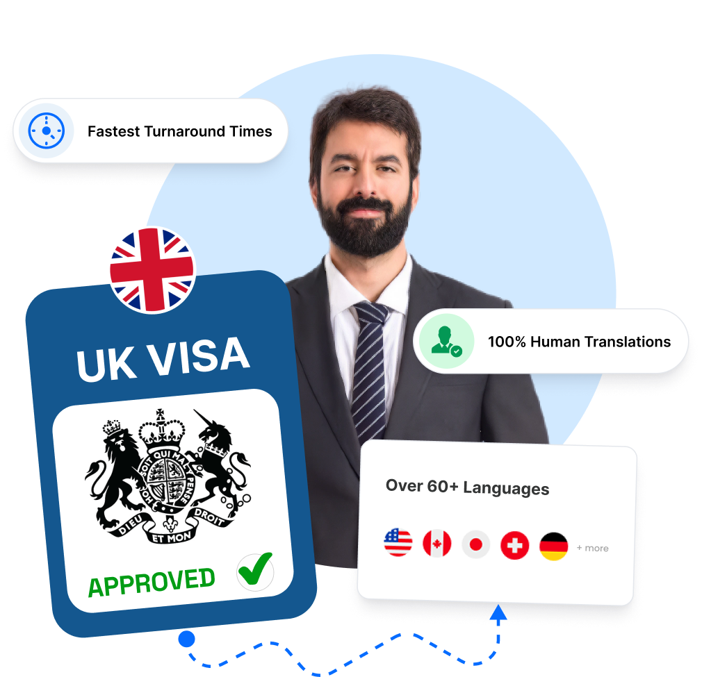 A professional man with an approved UK visa, ready to submit certified documents for UKVI review